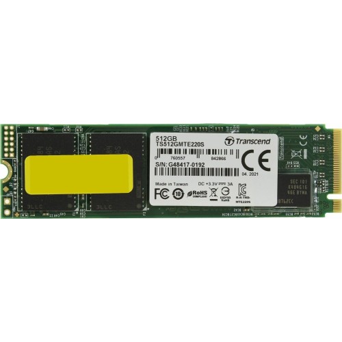 Твердотельный диск 512GB Transcend MTE220S, 3D TLC NAND, M.2, PCI-E 4x [ R/W - 2800/3500 MB/s]